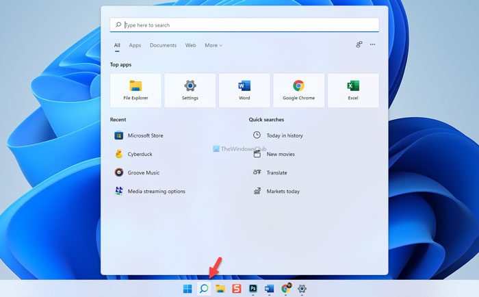 How to search from the Taskbar in Windows 11