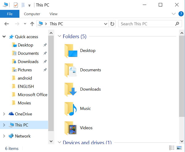 remove the Folders from This PC