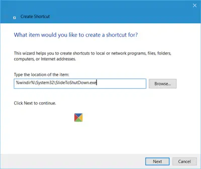 Create Slide To Shutdown shortcut