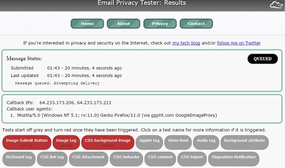 Private test. Email privacy. Mail leak.