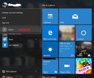 enable guest account in windows 10