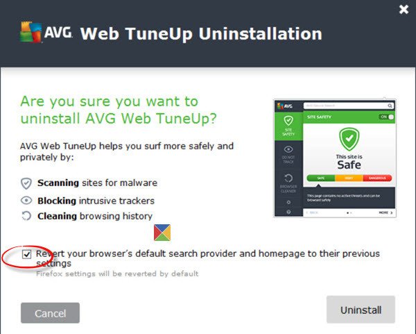 remove avg web tuneup