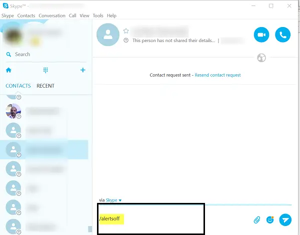 turn off skype audio alerts