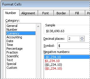 Format Number as Currency in Excel