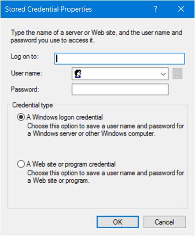 add Stored User Names and Passwords