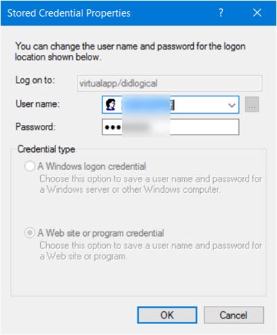 edit Stored User Names and Passwords