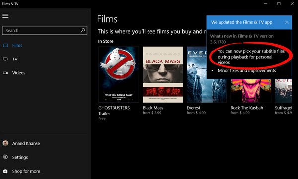 Load External Subtitles In Movies Tv App Of Windows 10