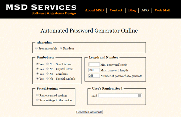 online password generators