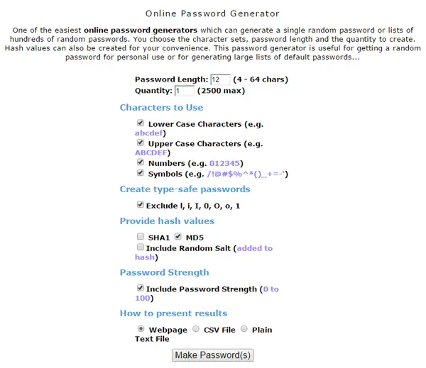 Maord online password generator