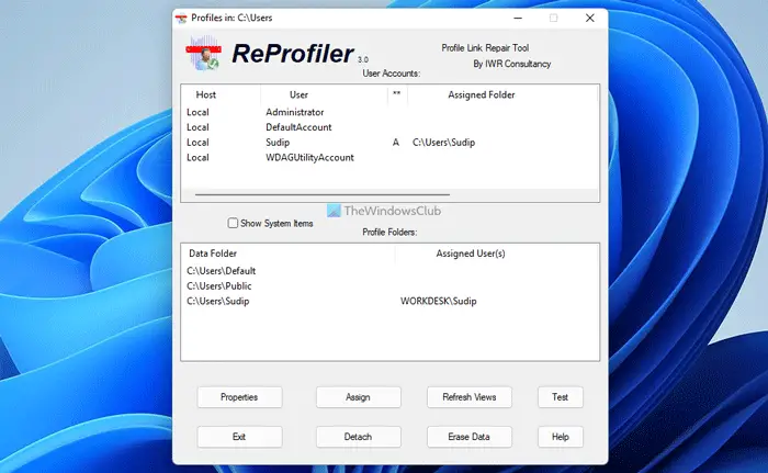 Repair Windows User Profile data & settings with ReProfiler