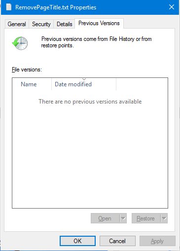 how to revert files to previous versions windows 10