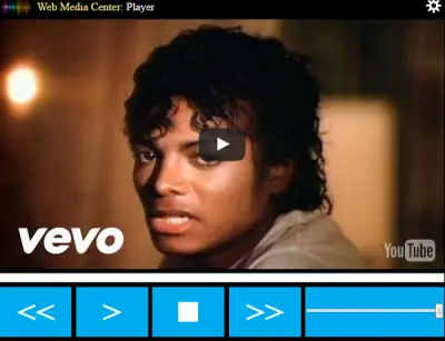 Web Media Center Player Playing YouTube Video