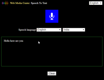 Web Media Center converting Speech To text