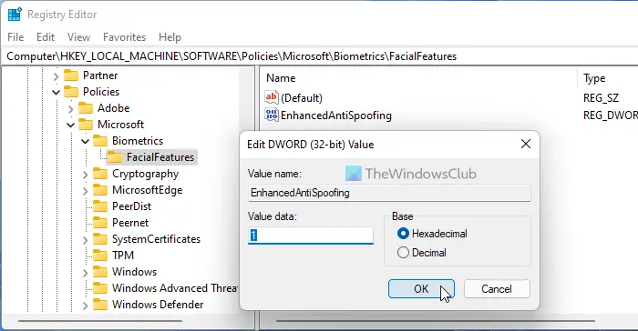 Enable Enhanced Anti-spoofing feature in Windows 11/10