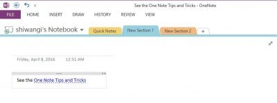 links in onenote