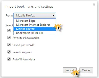 Import Bookmarks, Passwords to Chrome 2
