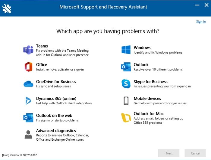 Microsoft Support Recovery Assistant
