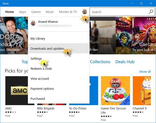 Check for Windows Store App updates