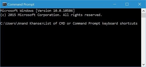 Command Prompt keyboard shortcuts