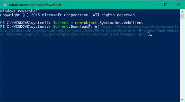 download a file using PowerShell