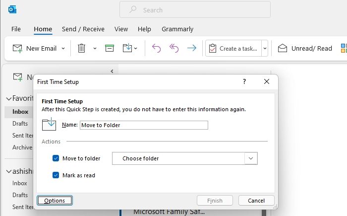 First Time Setup Outlook Quick Steps
