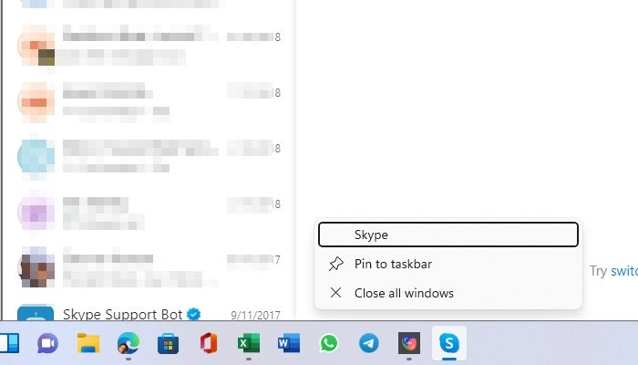 Skype Close Application