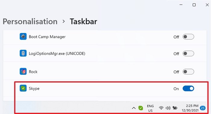 Skype Taskbar Overflow