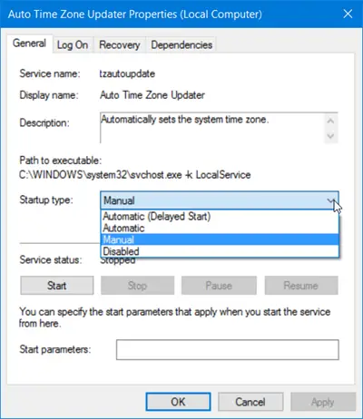 Start, stop, disable Windows Services