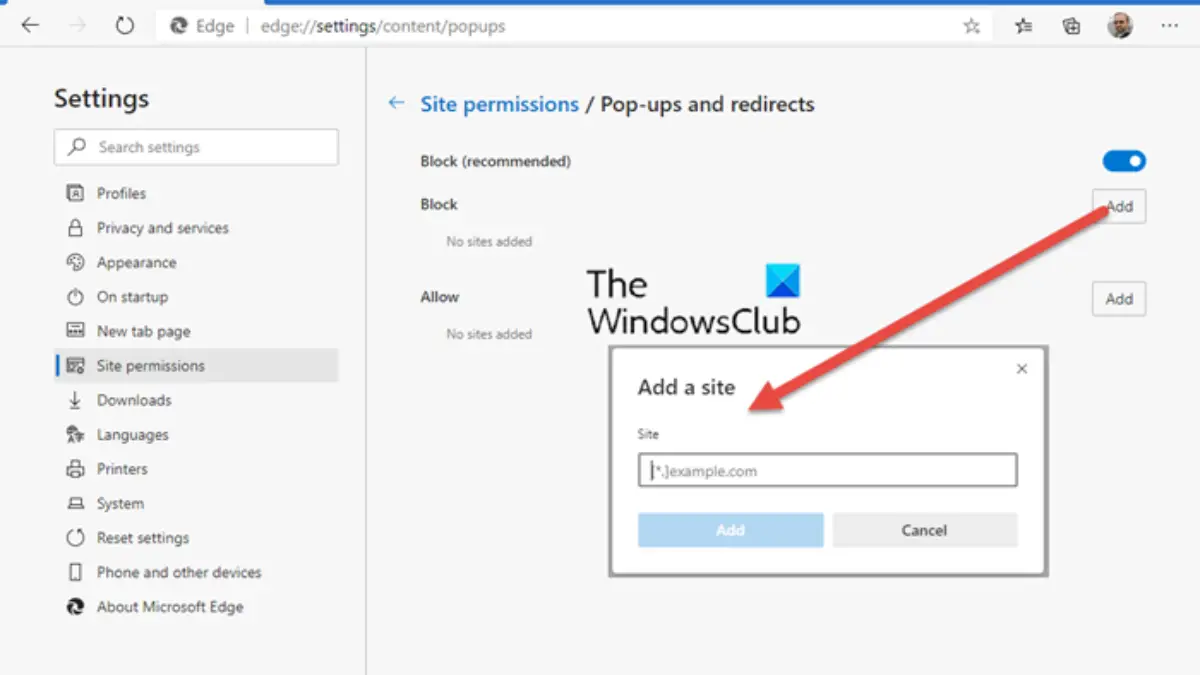 how to remove pop up blocker microsoft edge