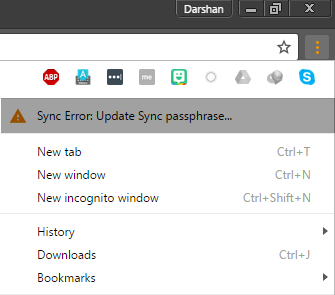 Google Chrome sync not working