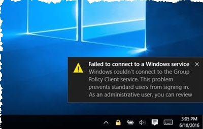 Failed to connect to a Windows service