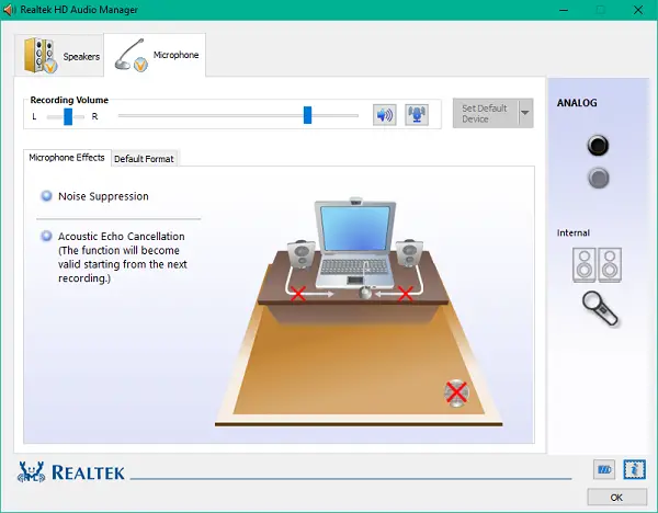 realtek hd audio manager headphones mic