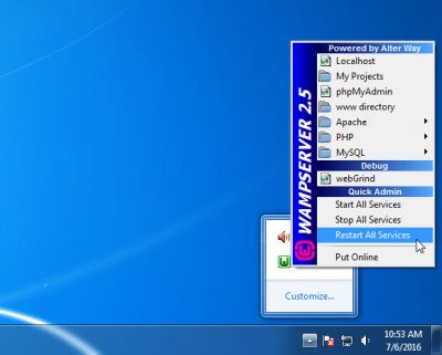 Restart all services of WAMP