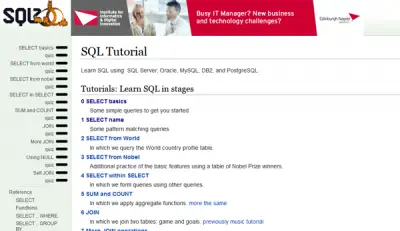 SQLzoo Best websites to learn coding online