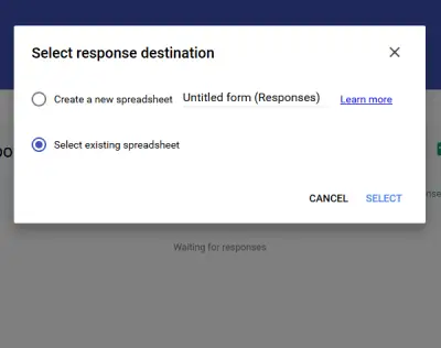 Select existing spreadsheet Google Forms tips and tricks