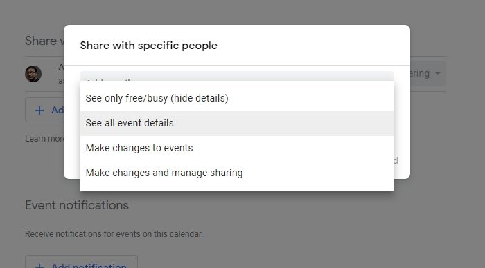 Share Roles Google Calendar