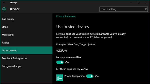 How to allow apps role Trusted Devices inwards Windows 10 Microsoft has included an option in Settings app for How to allow apps role Trusted Devices inwards Windows 10