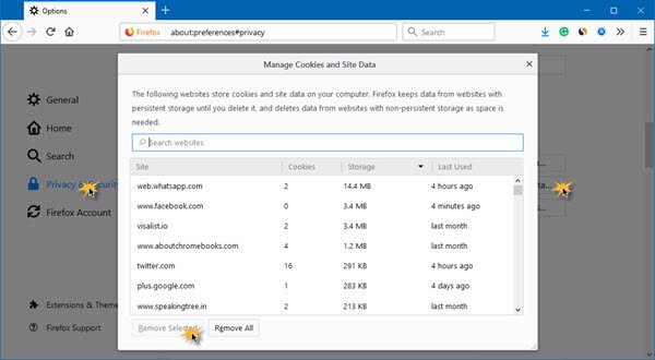 Clear Cache & Cookies for specific website