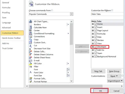 developer tab in excel