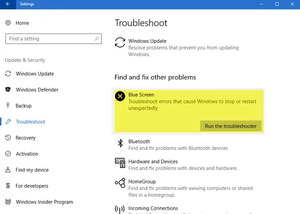 windows 10 blue screen troubleshooter