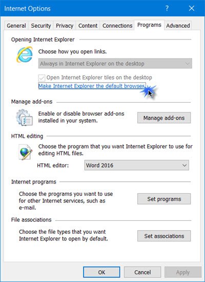 How to set default browser