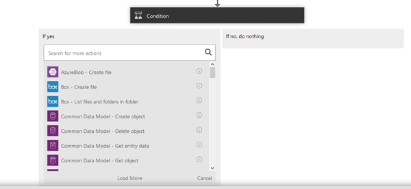 Microsoft Flow - Choose Action