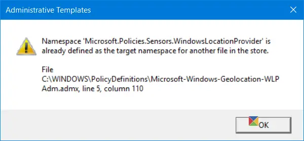 Namespace is already defined error when opening Group Policy Editor - 58