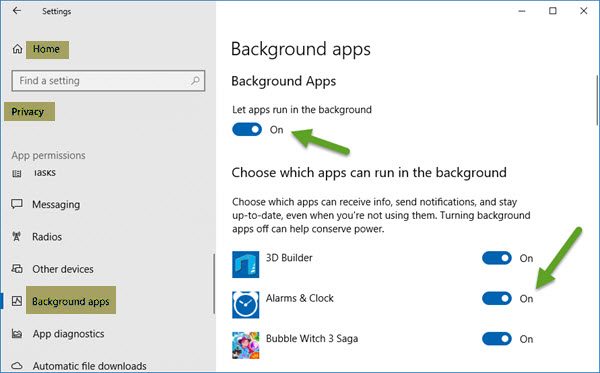 Stop Windows 10 apps from running in the background