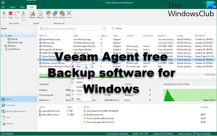 Veeam Agent is a free Backup software for Windows computers