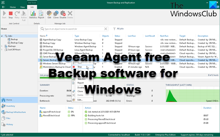 Veeam Agent is a free Backup software for Windows computers