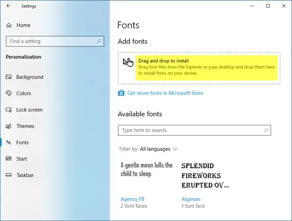 install fonts windows 10