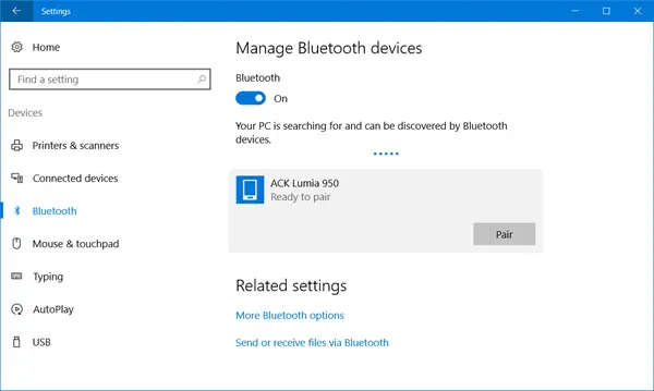 bluetooth in windows 10