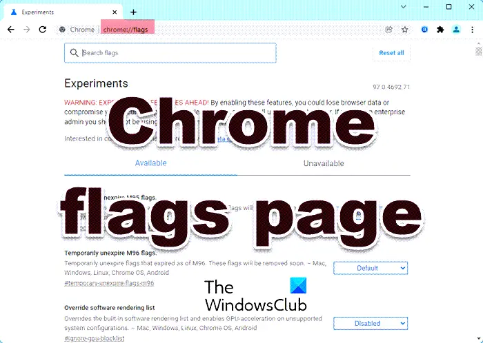 chrome flags page