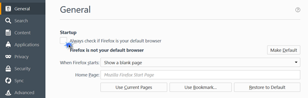 firefox as default browser